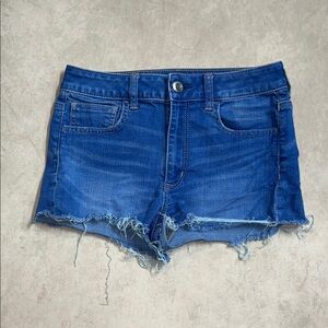 American Eagle Outfitters Super Stretch Hi-Rise Shortie Denim Blue Jean Shorts